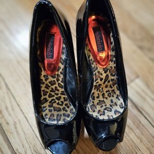 Frederick's of Hollywood  black wedges. Sz 7.5. Good condition.